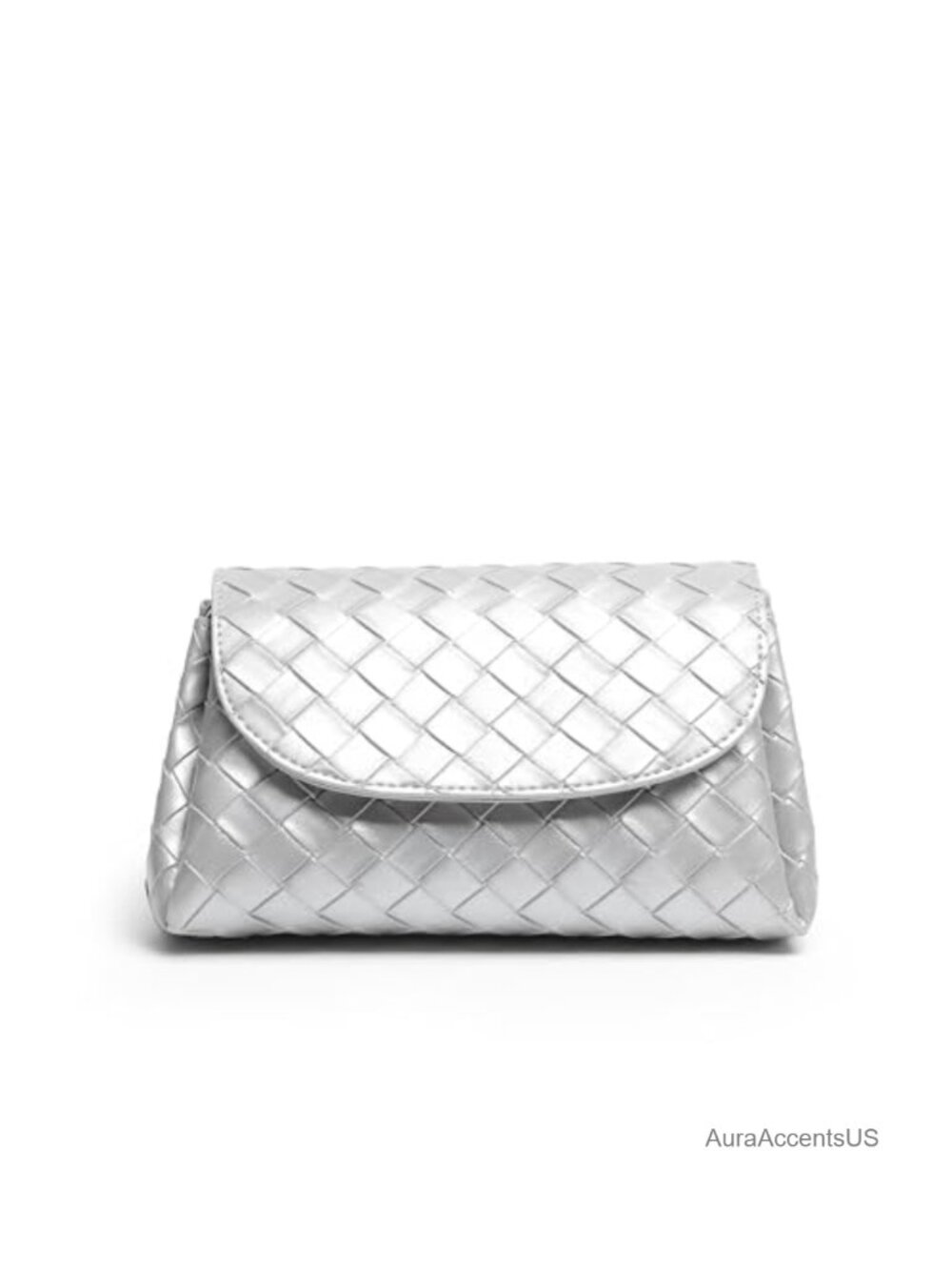 Woven Leather Clutch Purse 3-Way Carry Evening Bag Crossbody Shoulder